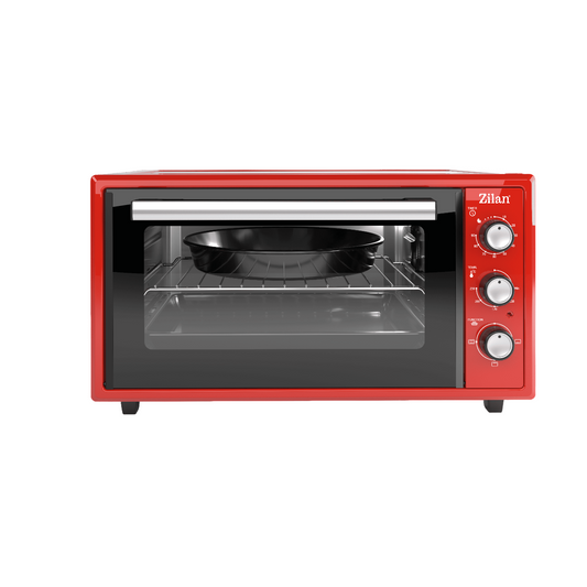 Cuptor electric Zilan ZLN5650, Putere 2000W, Capacitate 45L, Timer, Termostat, 3 trepte putere, interior emailat, Rosu