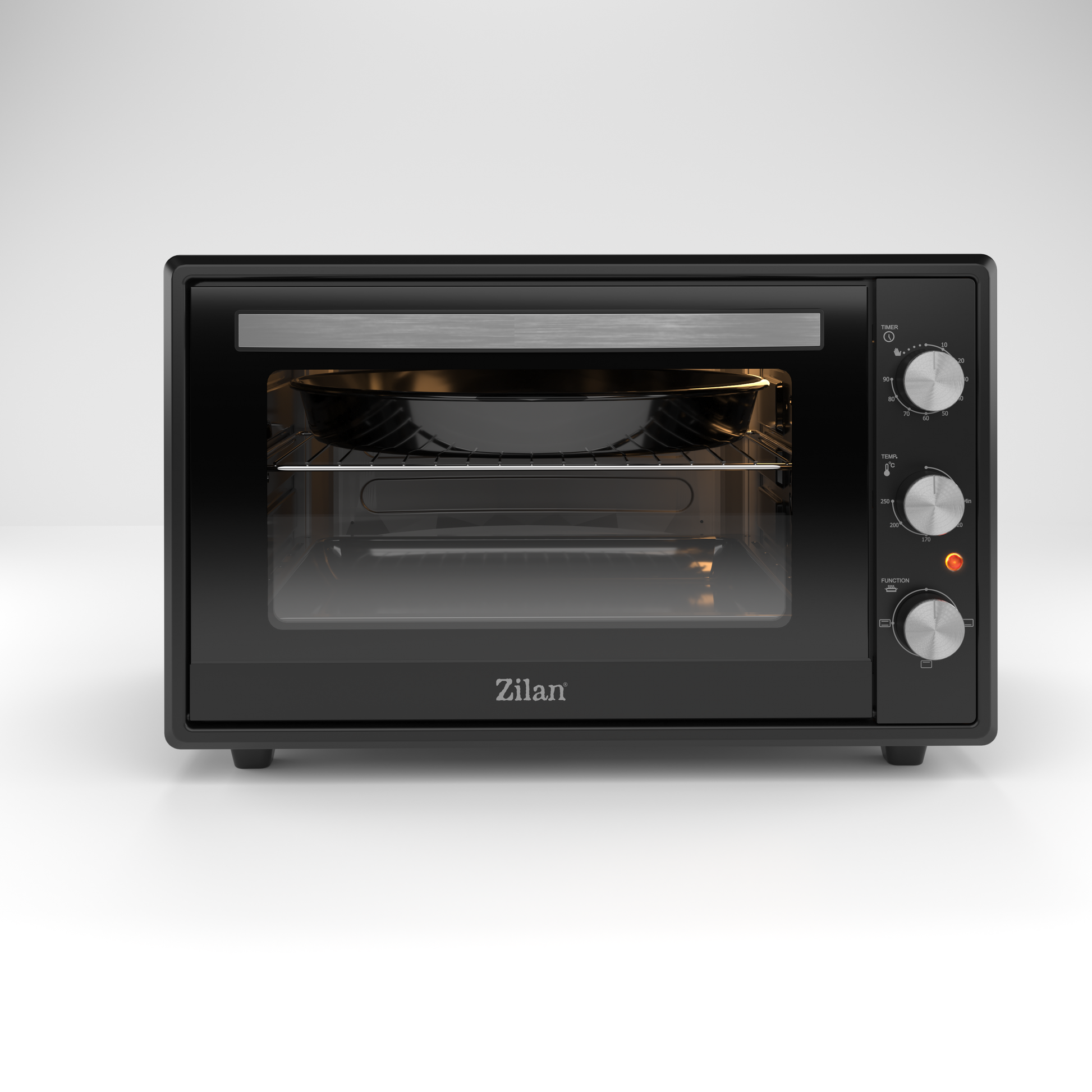 Cuptor electric Zilan ZLN2433, Putere 2000W, Capacitate 65L, Geam dublu, Timer, Termostat, 3 trepte putere, interior emailat, Negru