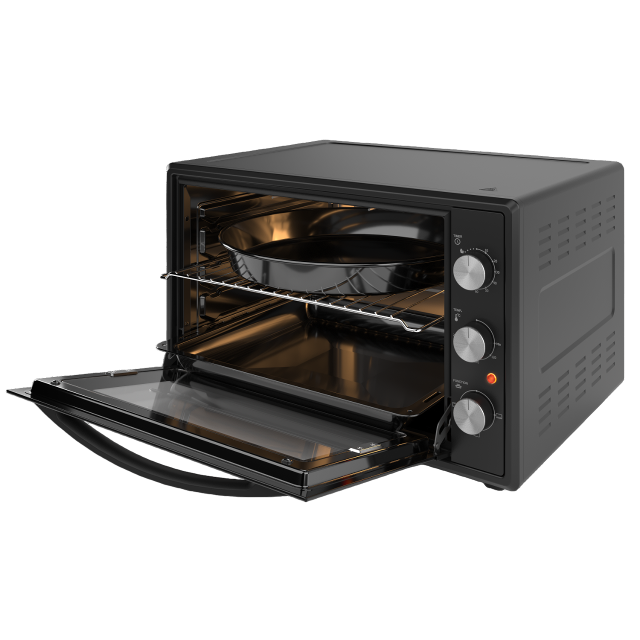 Cuptor electric Zilan ZLN2433, Putere 2000W, Capacitate 65L, Geam dublu, Timer, Termostat, 3 trepte putere, interior emailat, Negru