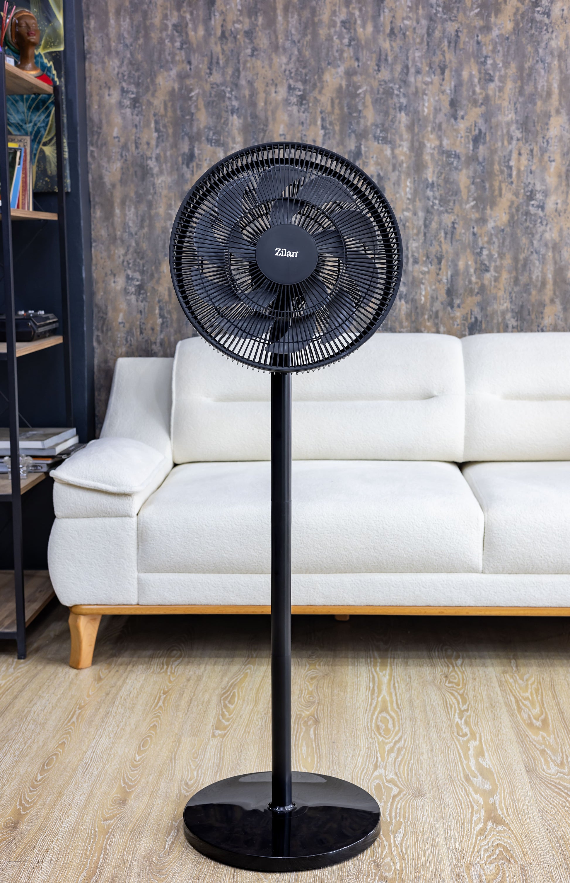 Ventilator cu picior Zilan ZLN2563, Inaltime reglabila, Inclinatie reglabila, Grilaj 41 cm, 3 trepte de viteza, Putere 50W
