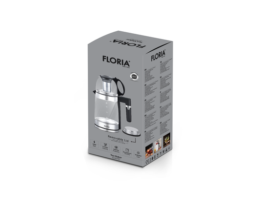 Set fierbator electric+ceainic Floria ZLN1757 cu infuzor pentru ceai, Putere 1500W, Capacitate 1.8L+1.2L, Sticla