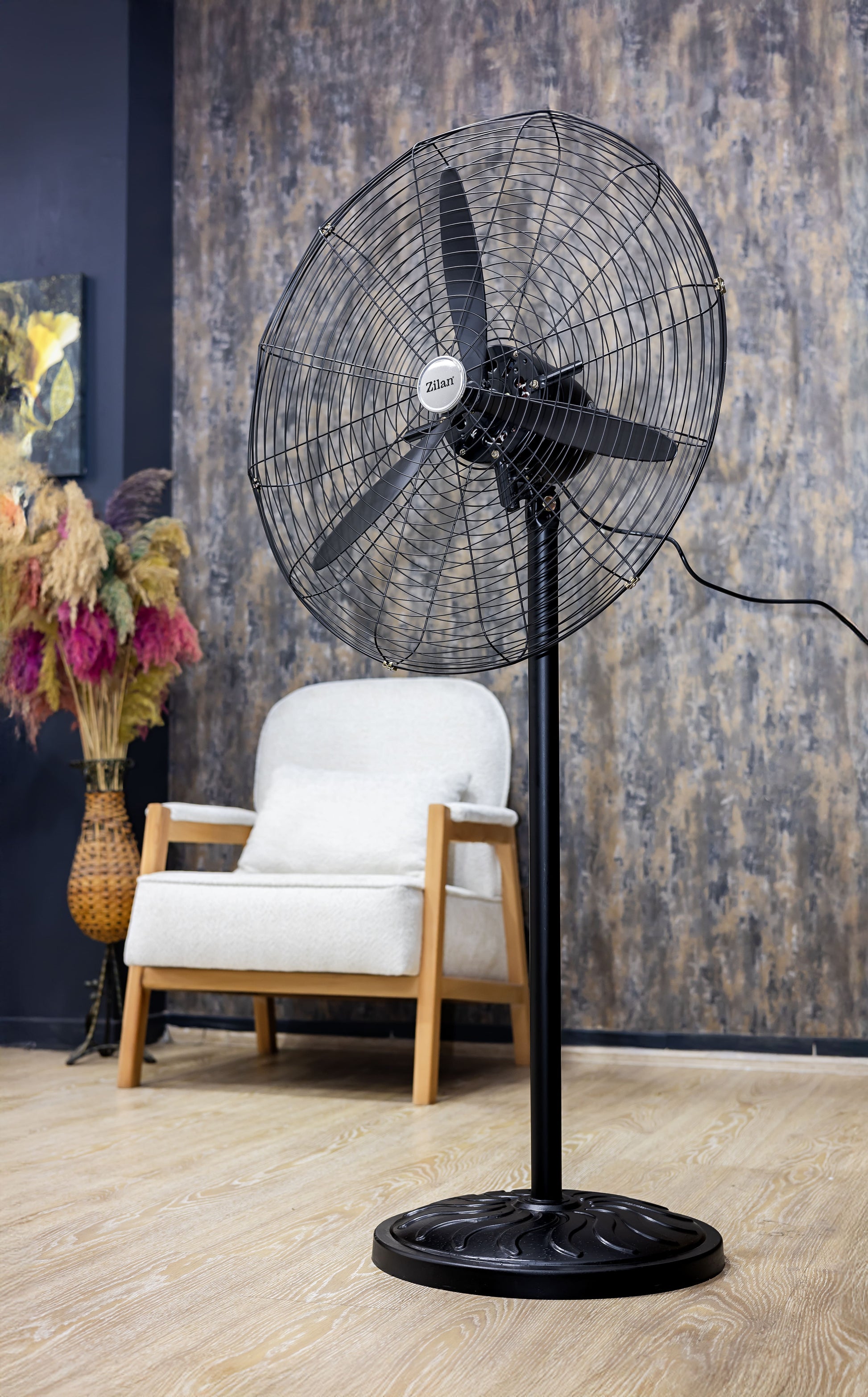Ventilator Zilan ZLN2549 cu picior sau pentru perete, Diametru grilaj 68 cm, Putere 130W, Pozitie fixa sau oscilanta