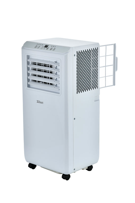 Aer conditionat portabil Zilan ZLN2495 Alb, functie de racire, dezumidificare si ventilatie, Telecomanda, 2 trepte de viteza, 7000 BTU