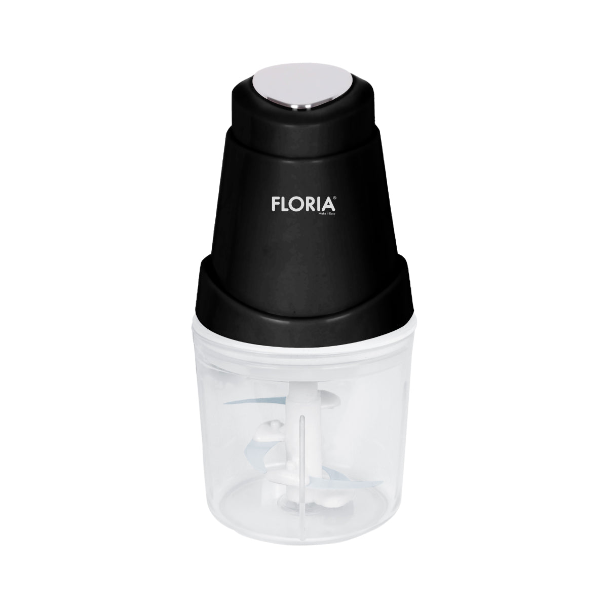 Tocator legume-fructe Floria ZLN2570   Mini Chopper  , Putere 250W, Capacitate 0.6L, Lame din otel inoxidabil, Negru