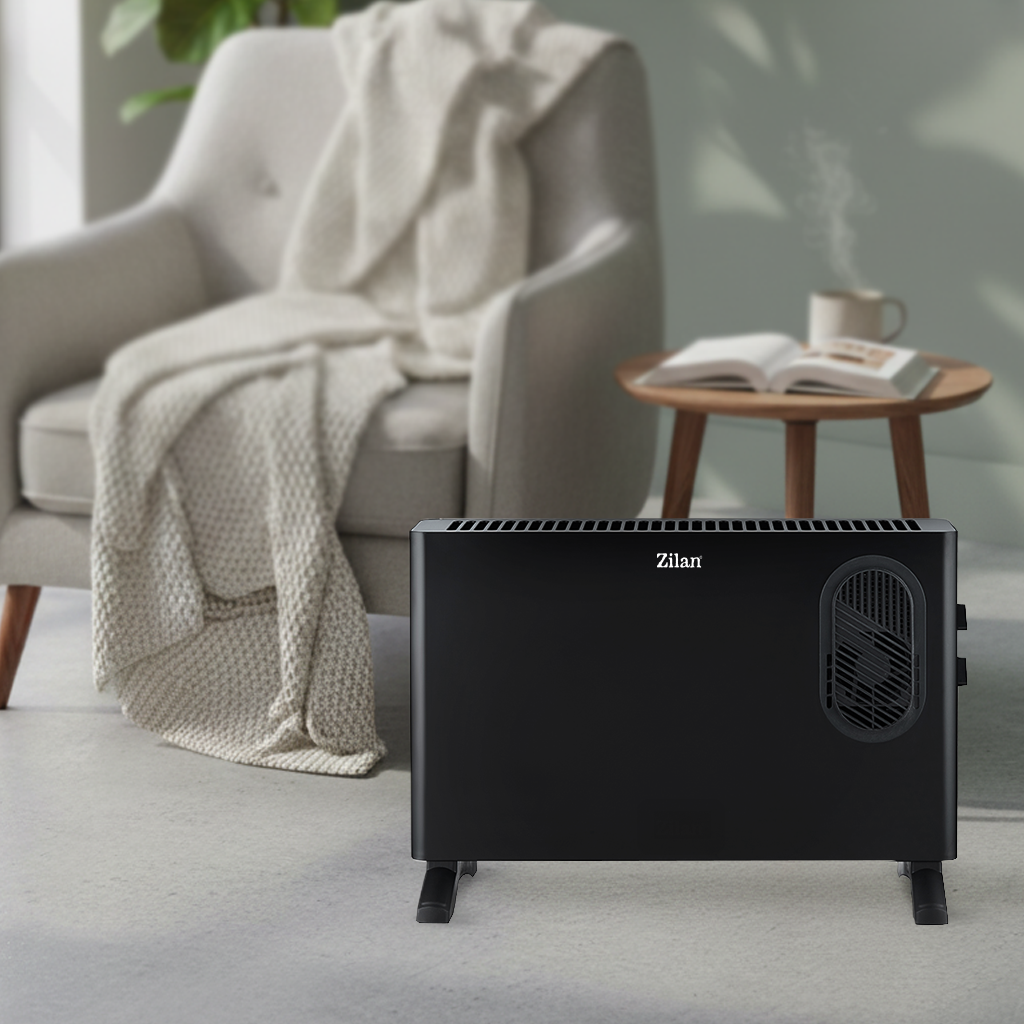 Convector cu ventilator Zilan ZLN2055, Termostat reglabil, Protectie la supraincalzire, Siguranta rasturnare, Putere 1250 / 2000W