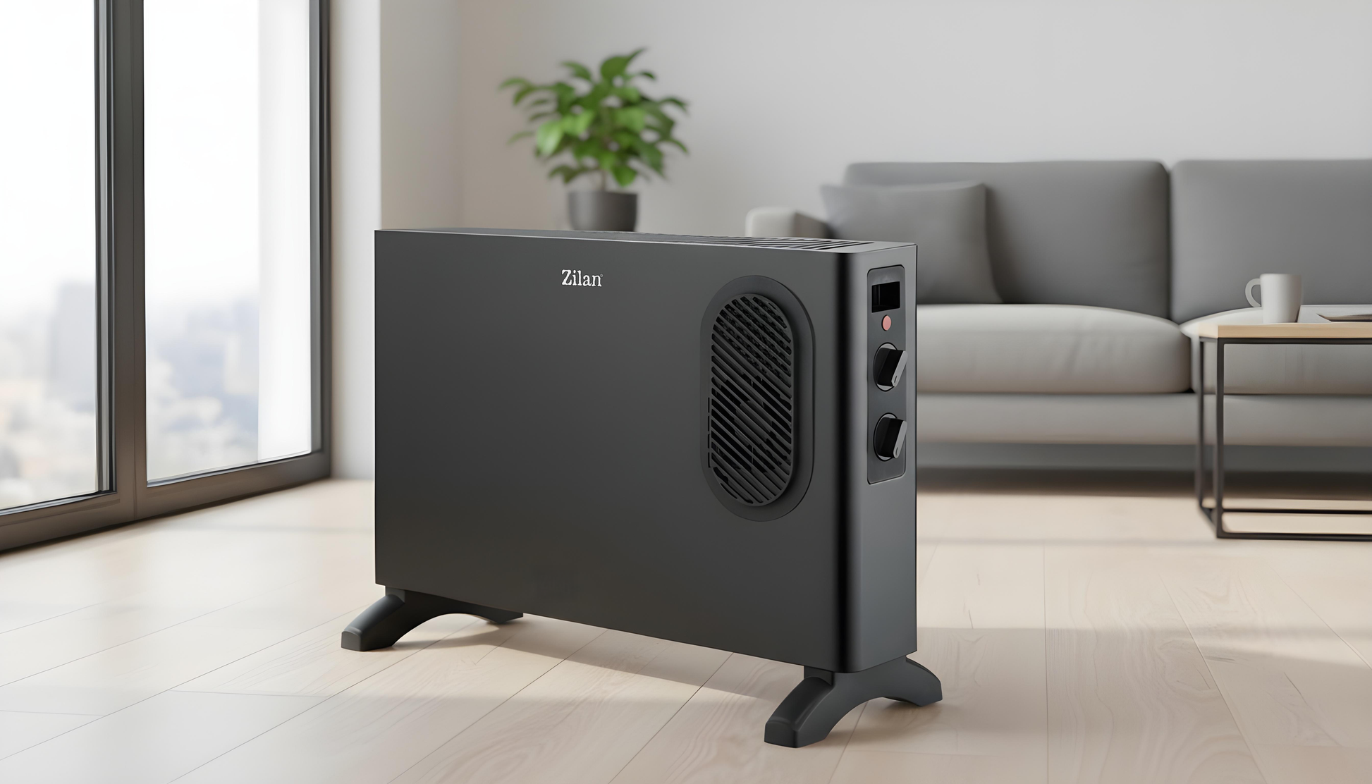 Convector cu ventilator Zilan ZLN2055, Termostat reglabil, Protectie la supraincalzire, Siguranta rasturnare, Putere 1250 / 2000W