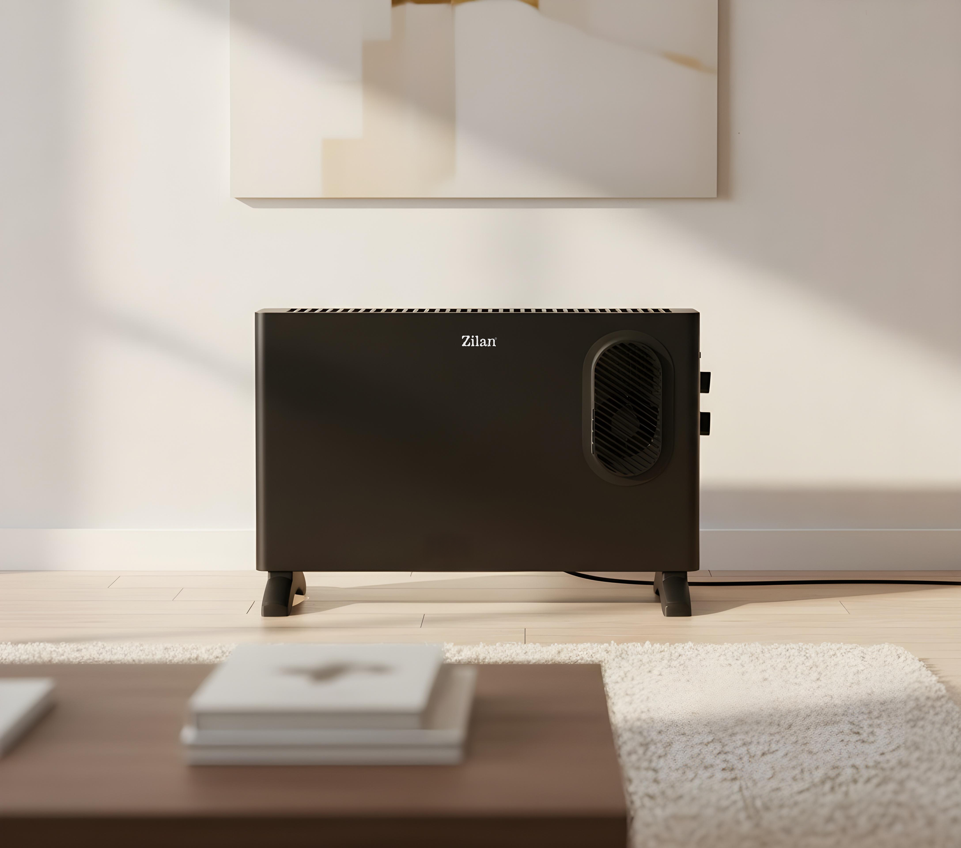 Convector cu ventilator Zilan ZLN2055, Termostat reglabil, Protectie la supraincalzire, Siguranta rasturnare, Putere 1250 / 2000W