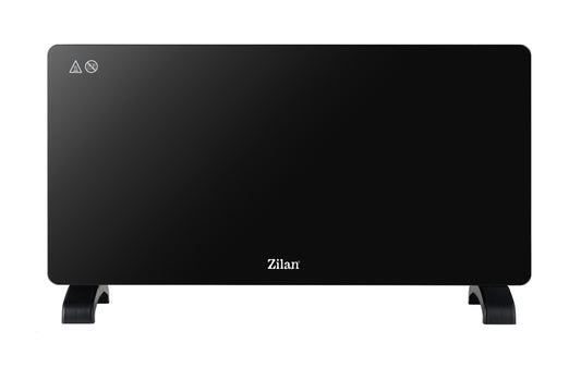 Convector cu panou sticla Zilan ZLN4062, Termostat reglabil, Protectie la supraincalzire, Putere 1000 / 2000W