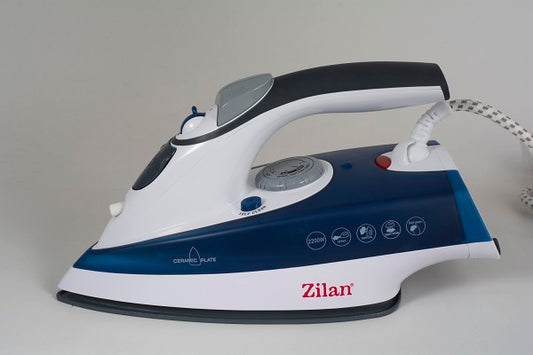 Fier de calcat talpa ceramica ZILAN ZLN-8082,Albastru Putere 2200W, calcare cu aburi si uscata, functie autocuratare,