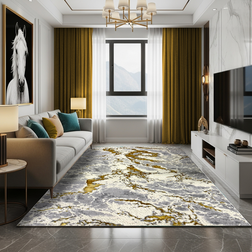Covor Buse Fulger, Galben, Auriu  Living, Dormitor, Modern
