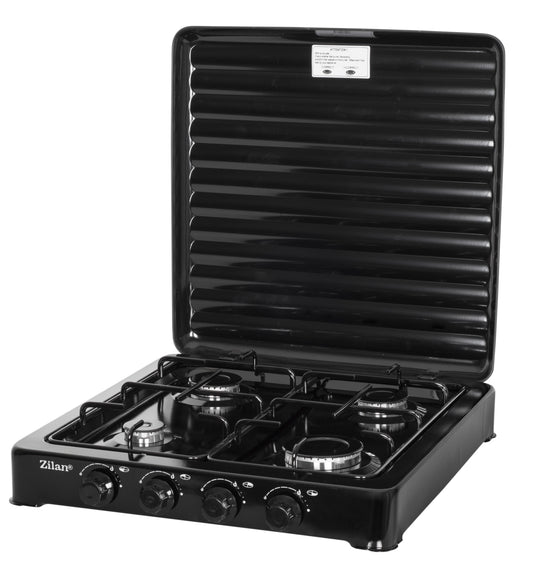 Aragaz GPL 4 arzatoare ZILAN ZLN7079 - 2,3 kW Putere maxima, otel emailat negru