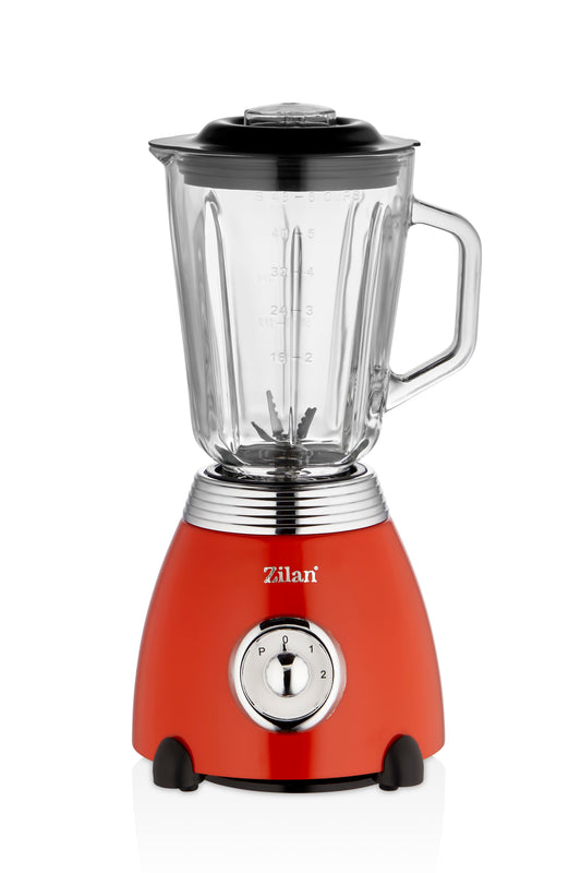 Blender RETRO Zilan ZLN7057 Rosu, capacitate 1.5 L, putere 500W, lame din otel