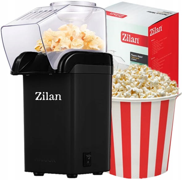 Aparat Pentru Popcorn Zilan ZLN-8045,Negru Putere 1200W, sistem cu jet de aer cald,