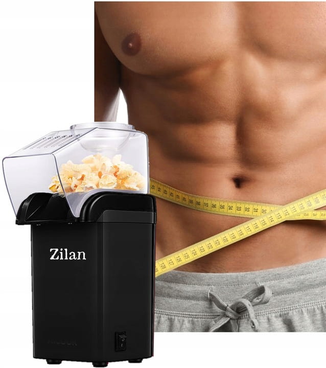 Aparat Pentru Popcorn Zilan ZLN-8045,Negru Putere 1200W, sistem cu jet de aer cald,