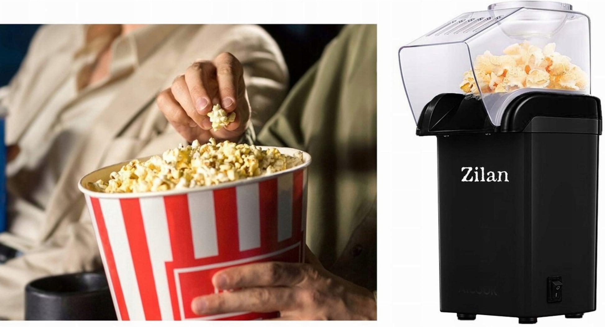 Aparat Pentru Popcorn Zilan ZLN-8045,Negru Putere 1200W, sistem cu jet de aer cald,