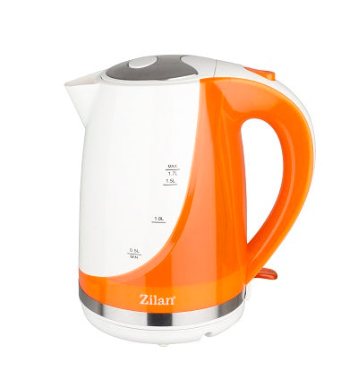 Cana electrica ZILAN ZLN-1303, Capacitate 1.7L, 1850-2200W, Baza rotativa,Portocaliu