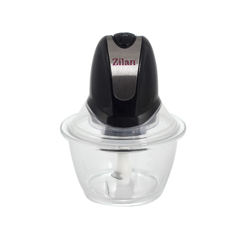 Tocator legume-fructe ZILAN ZLN-8167,Negru putere 300W, vas din sticla 1L, cutit inox, 2 trepte de viteza,