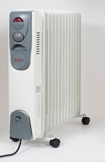 Calorifer electric ZILAN ZLN-2128, 11 elementi, Putere 2500 W, 3 trepte de putere, Termostat de siguranta, Termostat reglabil