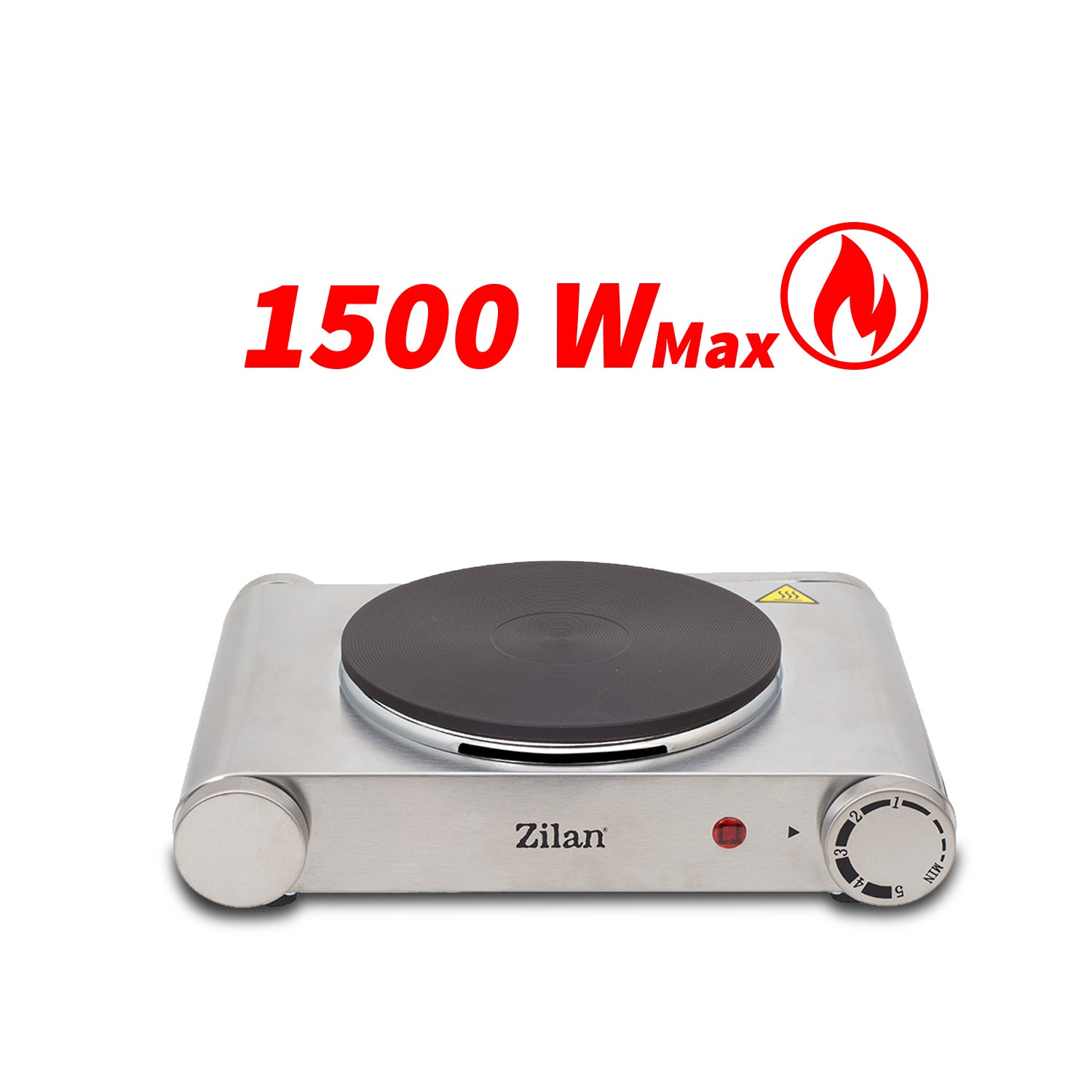 Plita electrica inox Zilan ZLN-0535, 33x10x30, 1 arzator, 1500 W, termostat reglabil