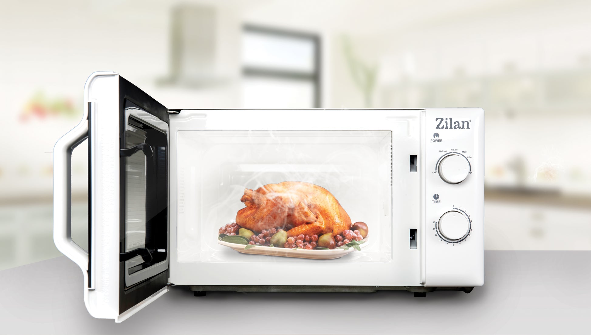 Cuptor cu microunde ZILAN Alb ZLN-1174, capacitate 20 l, 700 W, ,