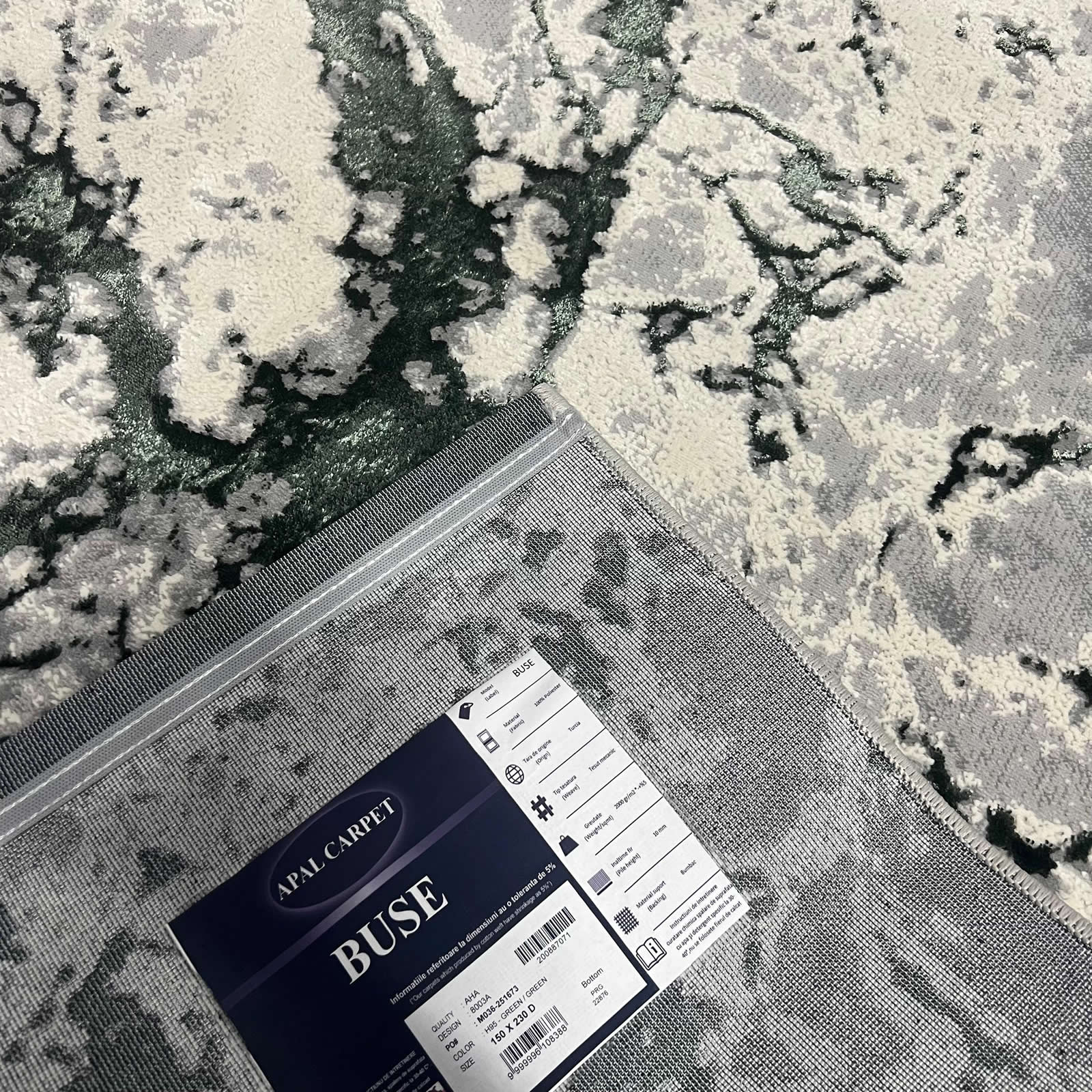 Covor Buse Fulger, Verde Smarald, Living, Dormitor, Modern