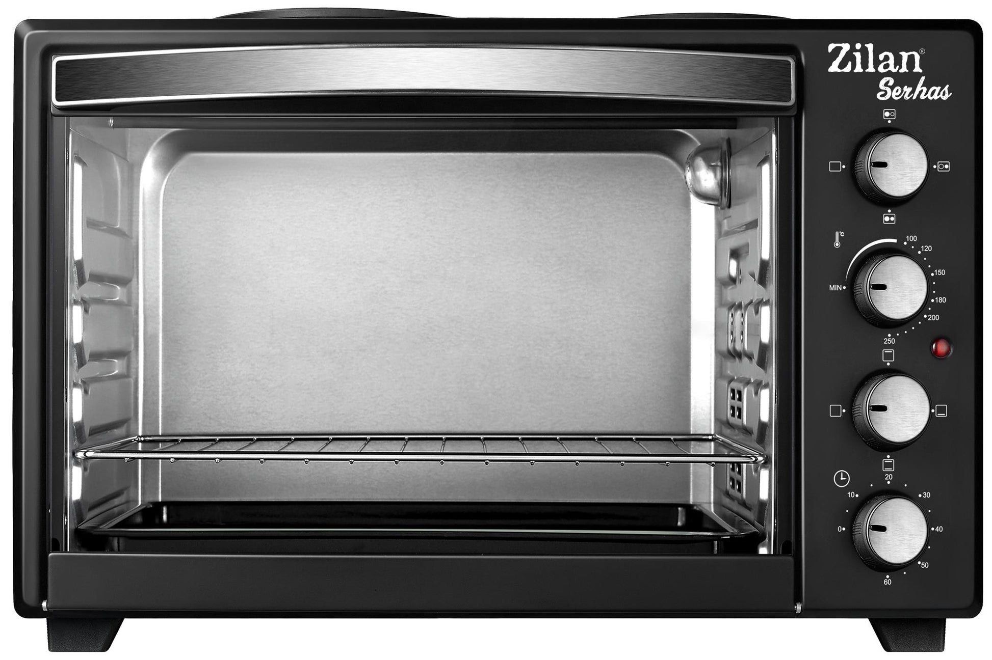 Cuptor electric cu plita Zilan ZLN-2935, Negru capacitate mare 45 Litri, 1600W, Timer, Gratar, Tava inclusa,