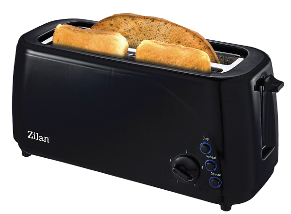 Prajitor paine dublu Zilan ZLN-2713, Negru, 1400W, 5 grade rumenire si functii multiple