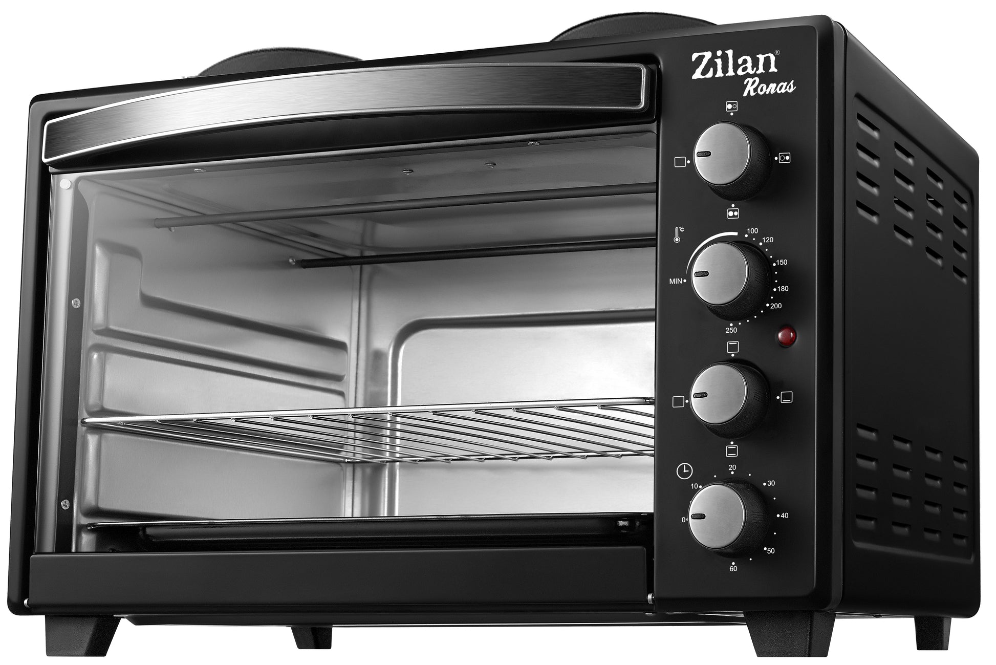 Cuptor electric cu plita Zilan ZLN-2928,RONAS, Negru capacitate mare 35 Litri, 1600W, Timer, Gratar, Tava inclusa,