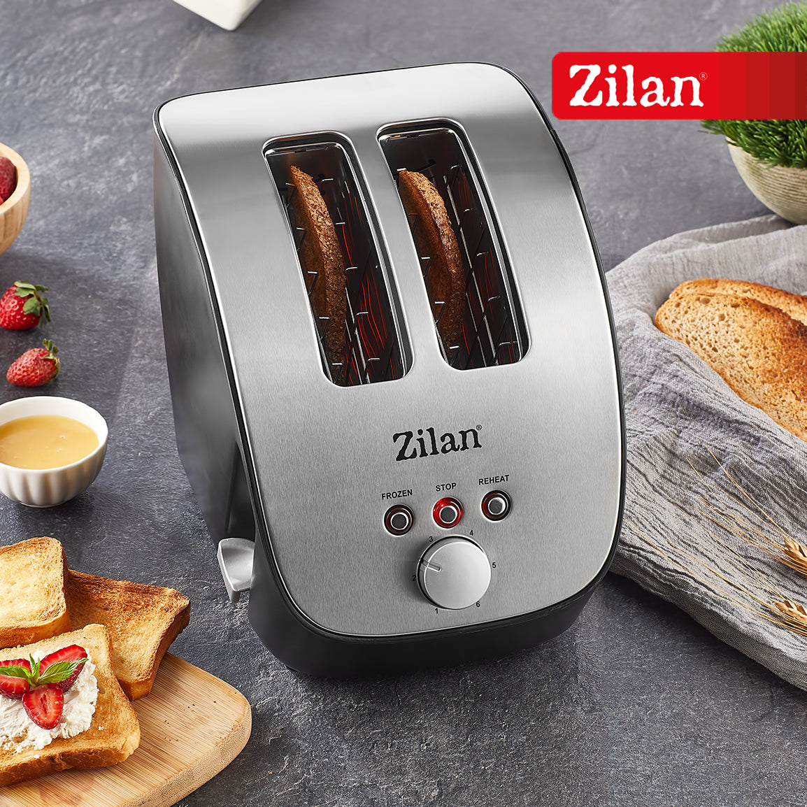 Prajitor de Paine ZILAN ZLN-2690,negru/inox 1000W, 6 nivele de rumenire