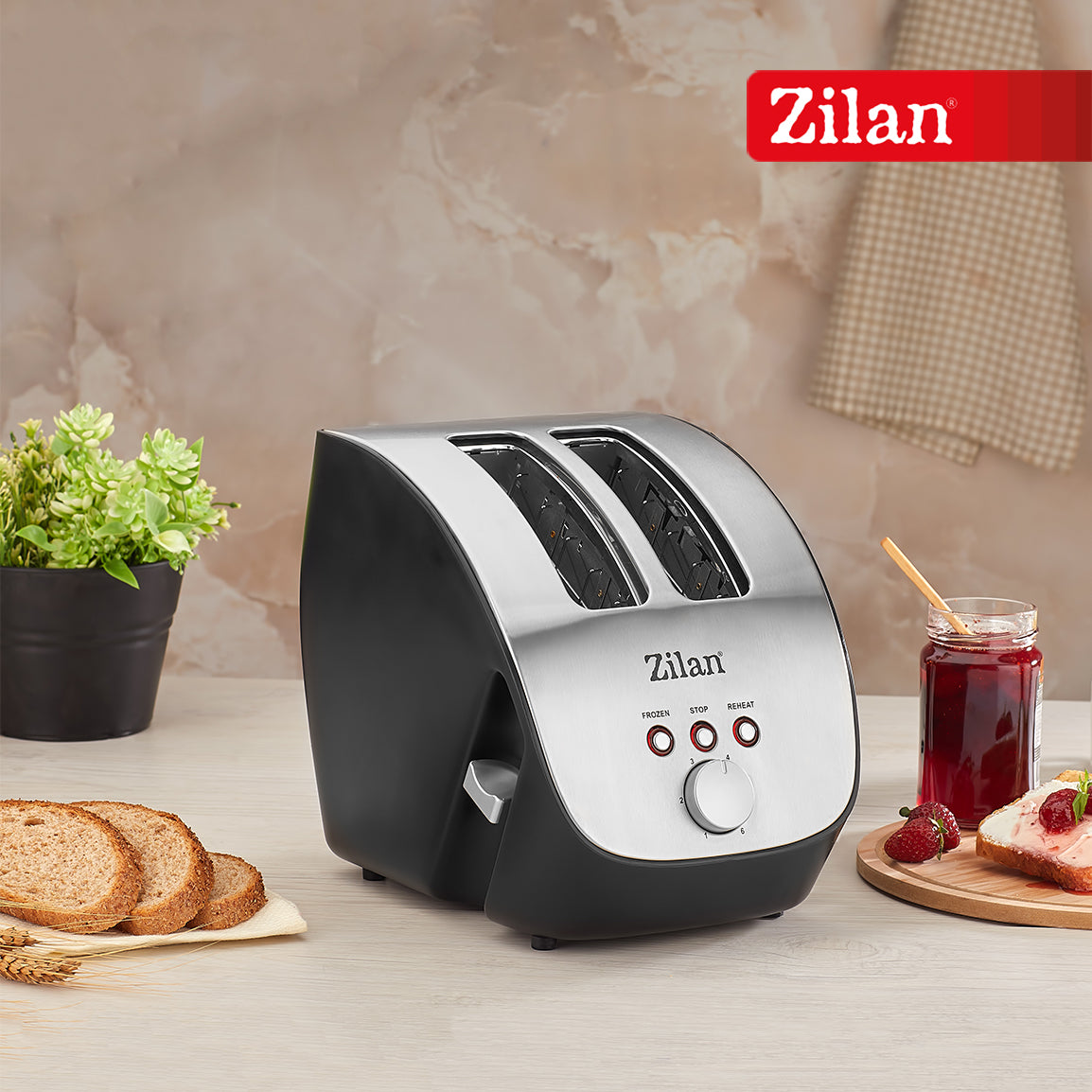 Prajitor de Paine ZILAN ZLN-2690,negru/inox 1000W, 6 nivele de rumenire