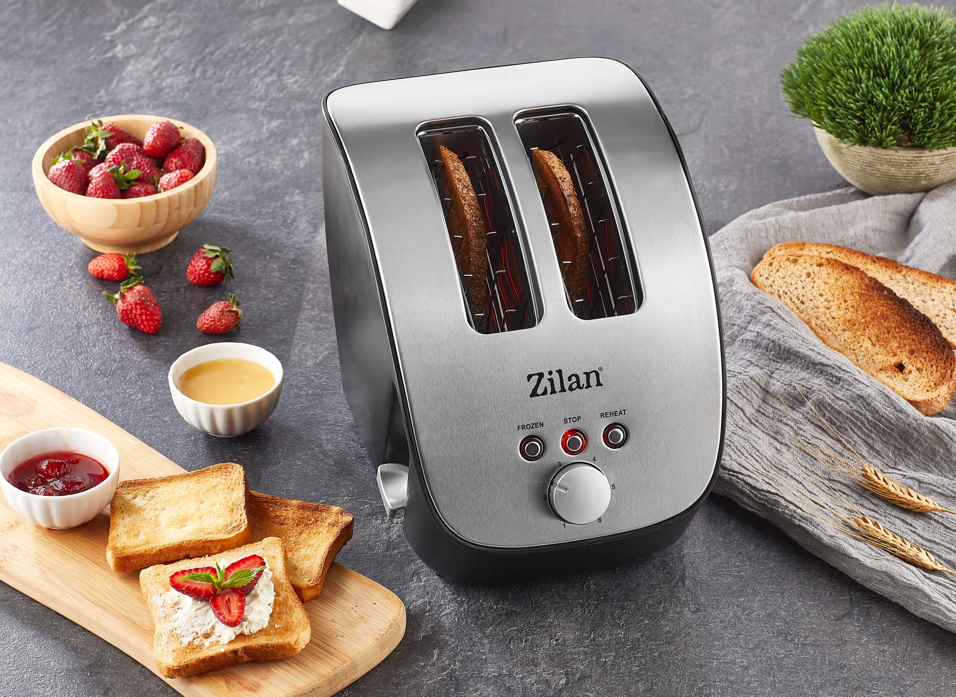 Prajitor de Paine ZILAN ZLN-2690,negru/inox 1000W, 6 nivele de rumenire