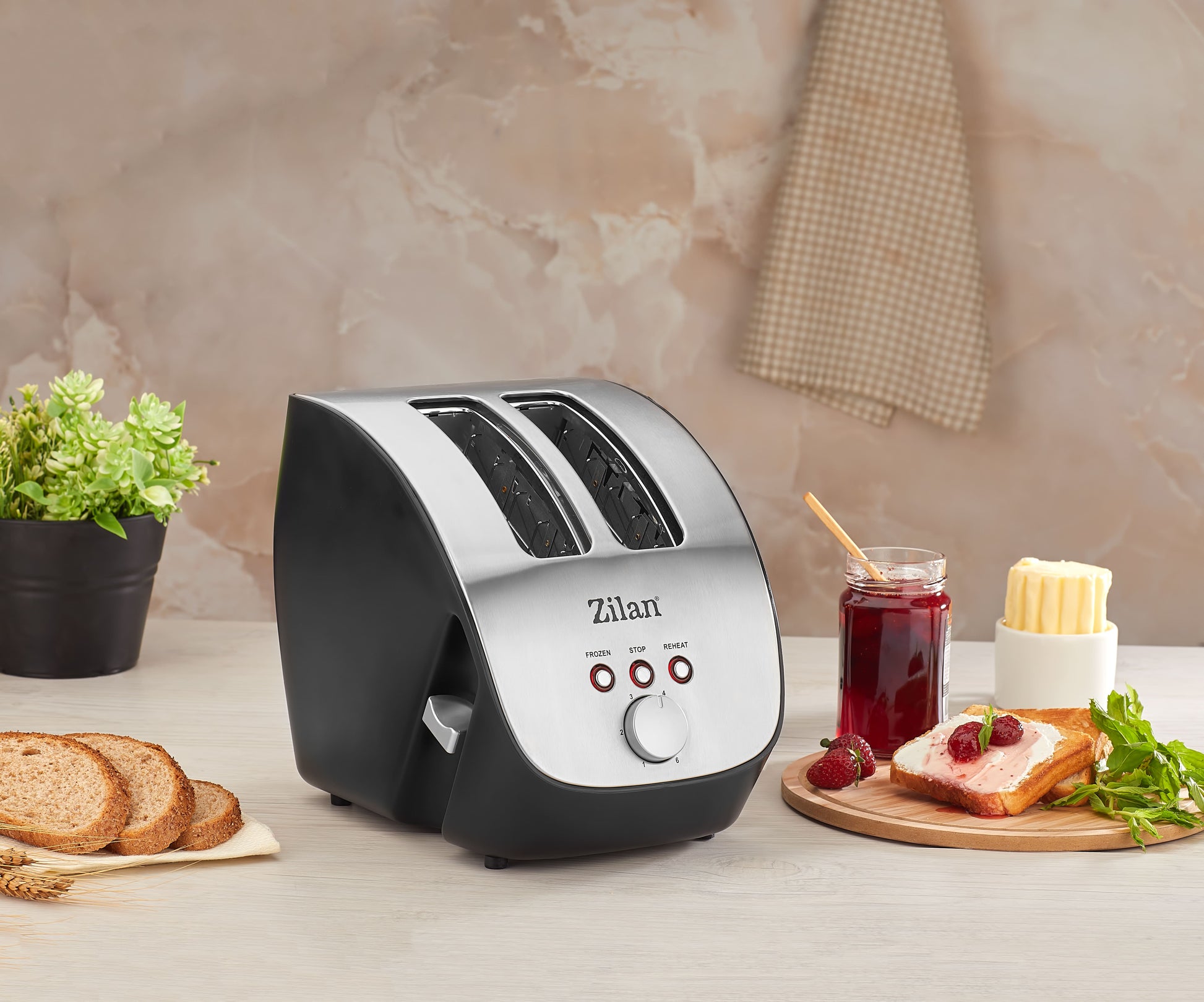 Prajitor de Paine ZILAN ZLN-2690,negru/inox 1000W, 6 nivele de rumenire