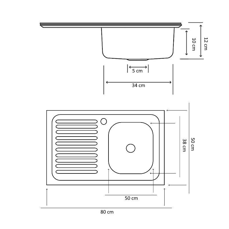 Chiuveta pentru masca+racord flexibil scurgere Z-INOX ZLN-0193DR, Inox anticalcar, Cuva dreapta, 50x80 cm