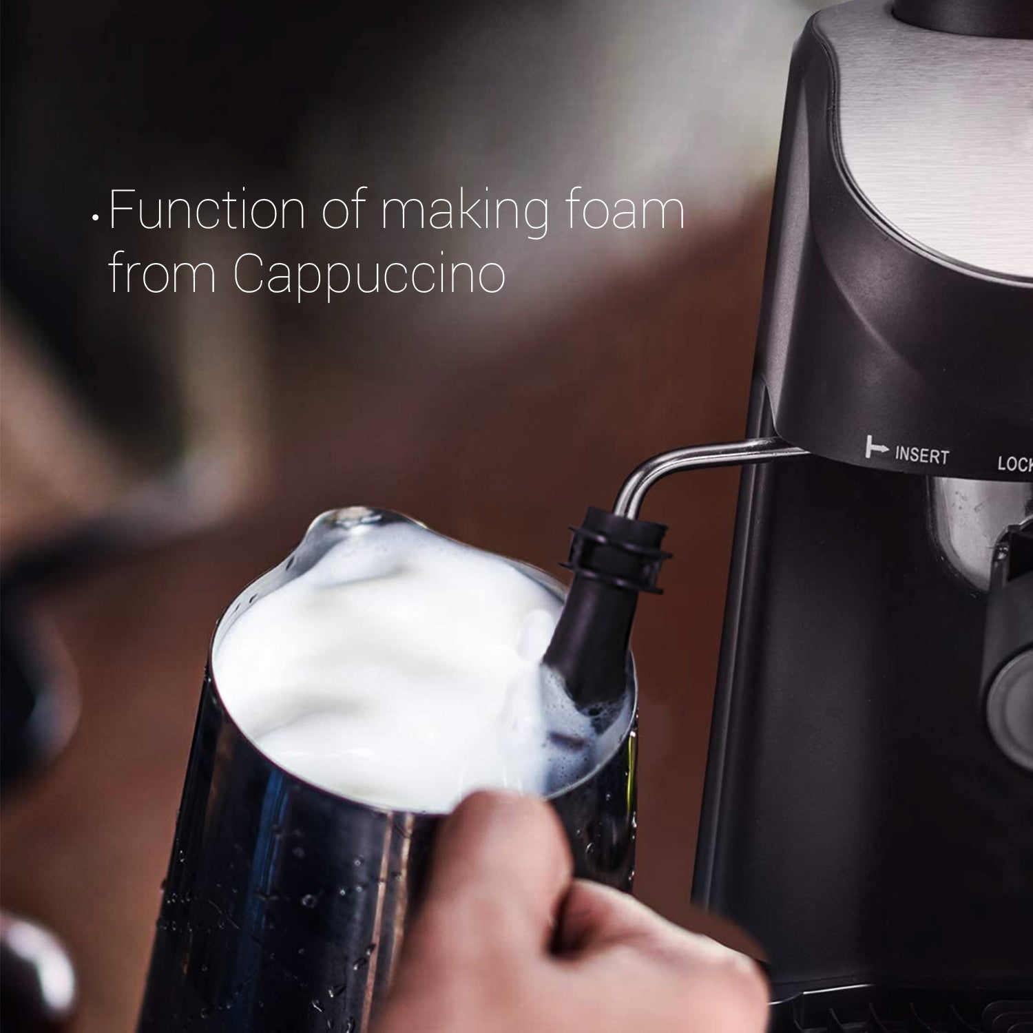 Espressor manual ZILAN ZLN-3154, Negru Dispozitiv spumare, Sistem cappuccino, Putere 800W,