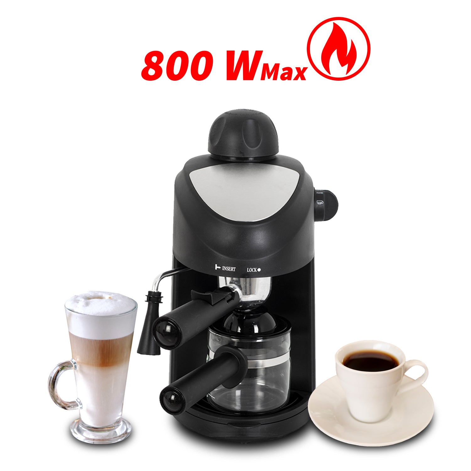 Espressor manual ZILAN ZLN-3154, Negru Dispozitiv spumare, Sistem cappuccino, Putere 800W,