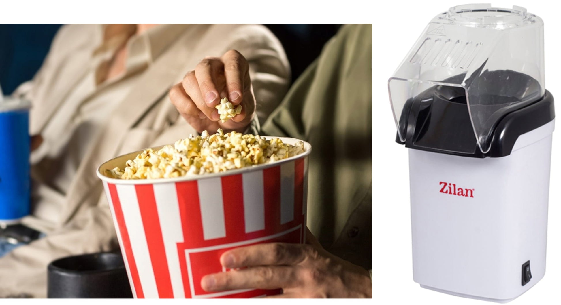 Aparat Pentru Popcorn Zilan ZLN-8044,Alb Putere 1200W, sistem cu jet de aer cald,