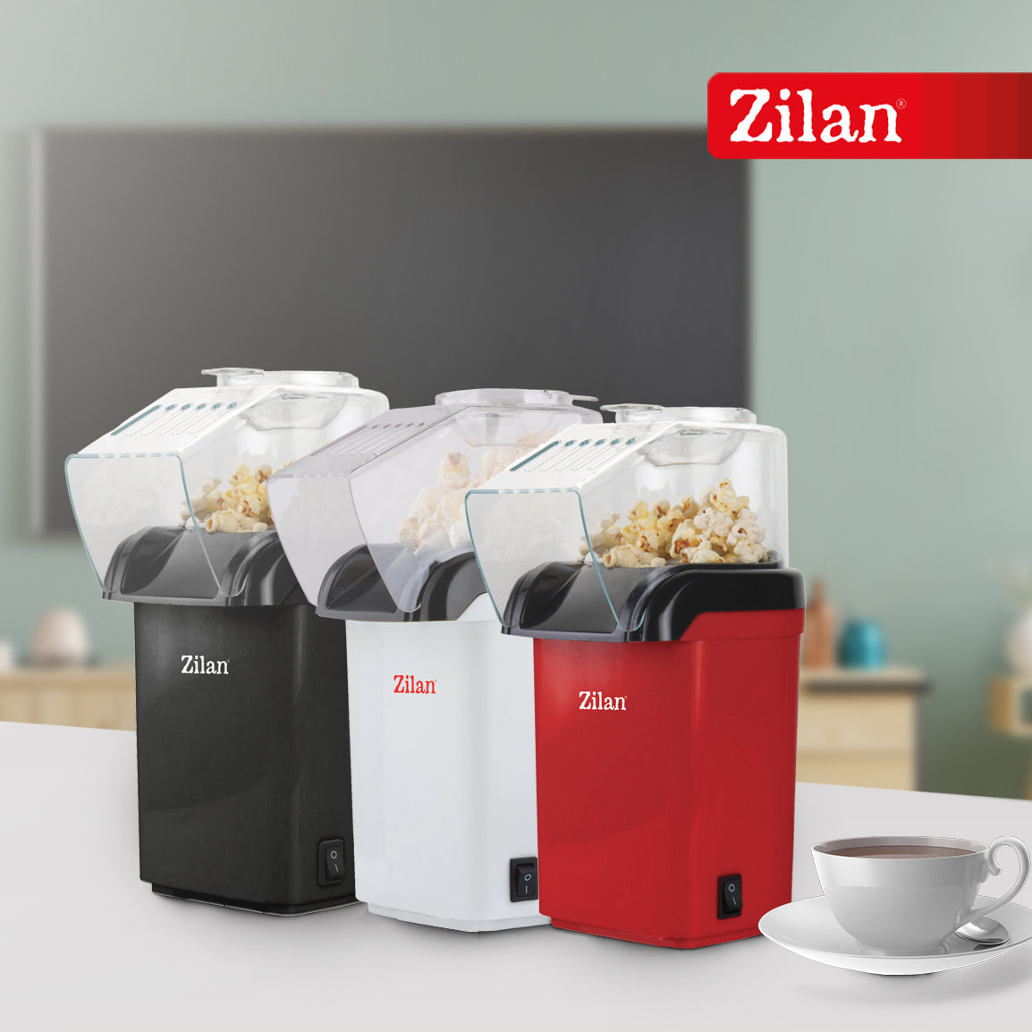 Aparat Pentru Popcorn Zilan ZLN-8044,Alb Putere 1200W, sistem cu jet de aer cald,
