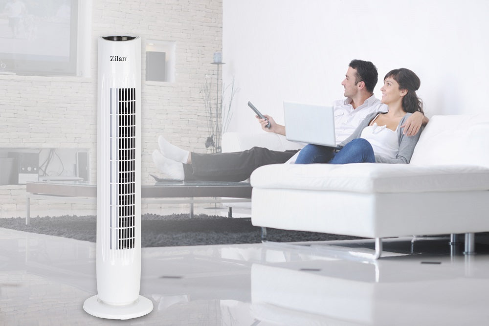 Ventilator turn Zilan ZLN-3437, Timer, Telecomanda, Trei trepte, Consum 45W, Debit de aer 1787 mc/ora