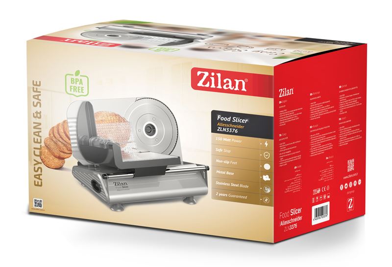 Feliator alimente Zilan ZLN-3376, Putere 150W, Grosime taiere reglabila 1-15 mm, Lama taiere inox