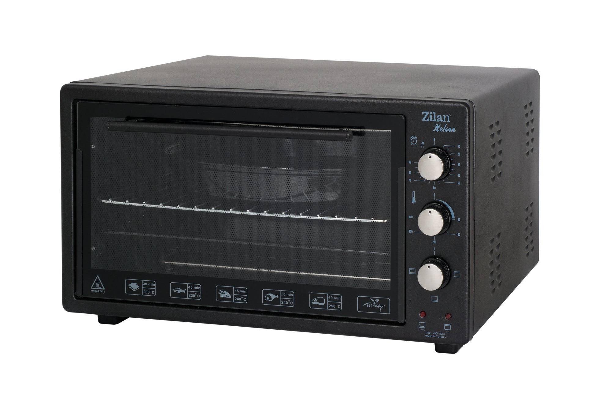 Cuptor electric Zilan Helson ZLN-3130,NEGRU 45 l, 1300 W, timer, interior emailat, maxim 300 grade C