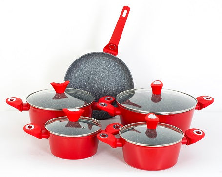 Set oale 9 piese, Zilan ZLN-3260, Material aluminiu, Interior granit, Compatibil inductie