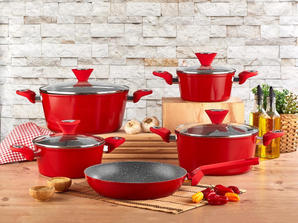 Set oale 9 piese, Zilan ZLN-3260, Material aluminiu, Interior granit, Compatibil inductie