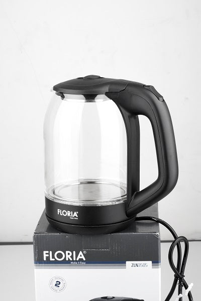 Cana fierbator din sticla FLORIA ZLN-3505, Leduri iluminare apa, Putere 1500 W, Capacitate 1.8L