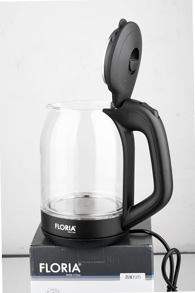 Cana fierbator din sticla FLORIA ZLN-3505, Leduri iluminare apa, Putere 1500 W, Capacitate 1.8L