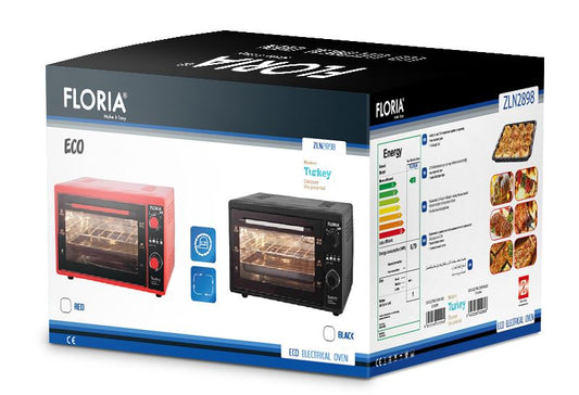 Cuptor electric Floria-2898,NEGRU capacitate 38 Litri, Putere 1500W, Gratar, Tava inclusa