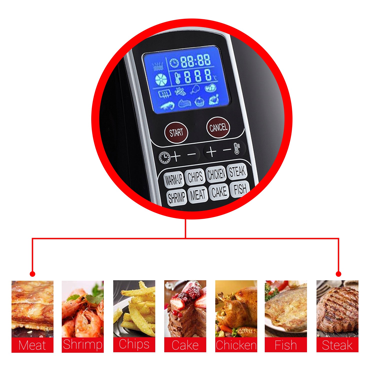 Friteuza Air Fryer Digital ZILAN ZLN-3604, Negru 1500 W, Capacitate 3.5 l, Timer 30 min,