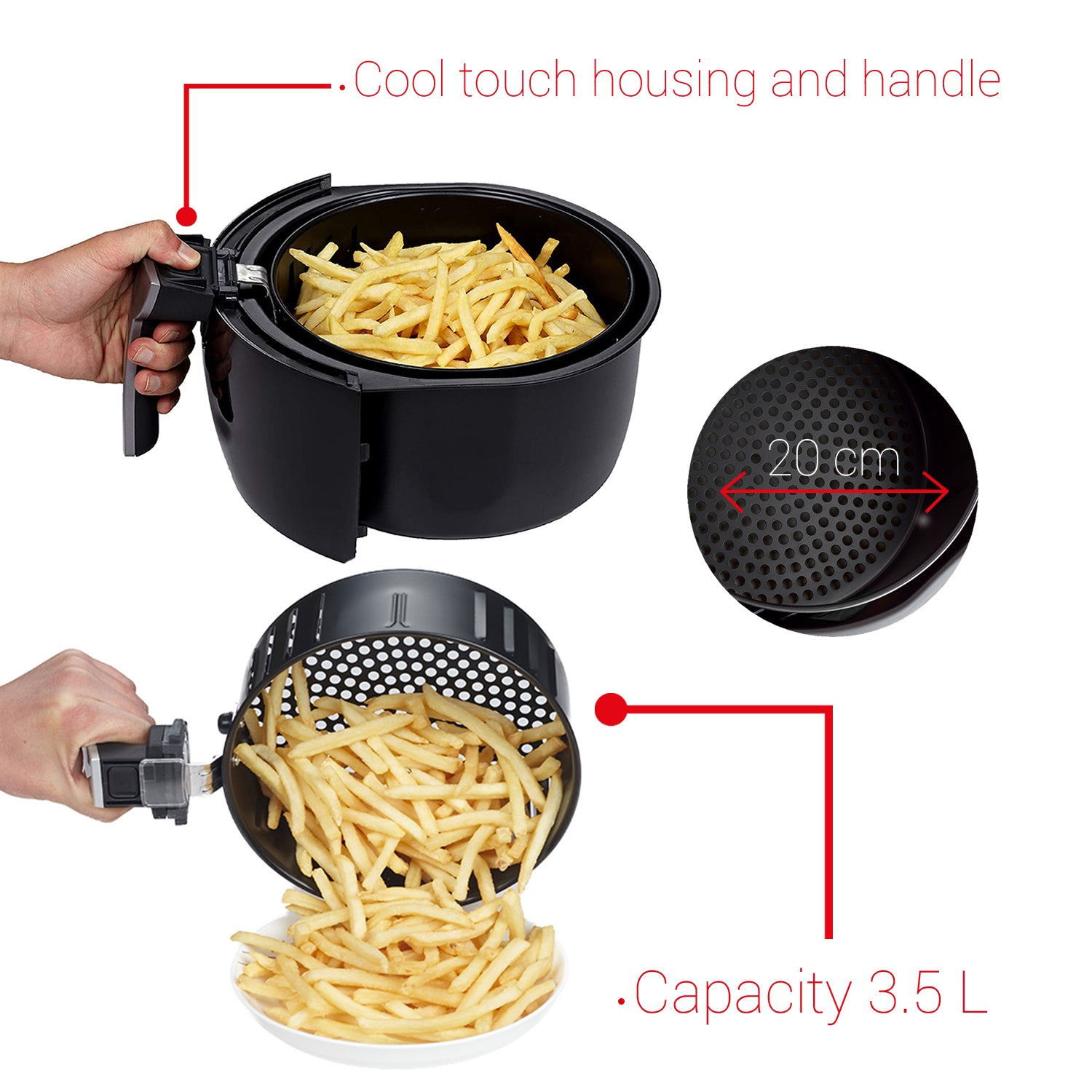 Friteuza Air Fryer Digital ZILAN ZLN-3604, Negru 1500 W, Capacitate 3.5 l, Timer 30 min,