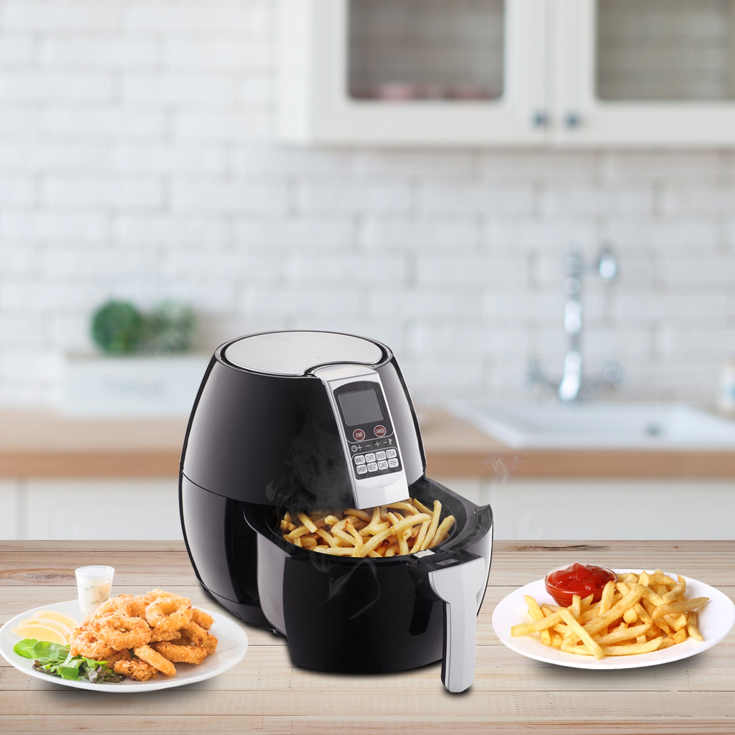 Friteuza Air Fryer Digital ZILAN ZLN-3604, Negru 1500 W, Capacitate 3.5 l, Timer 30 min,