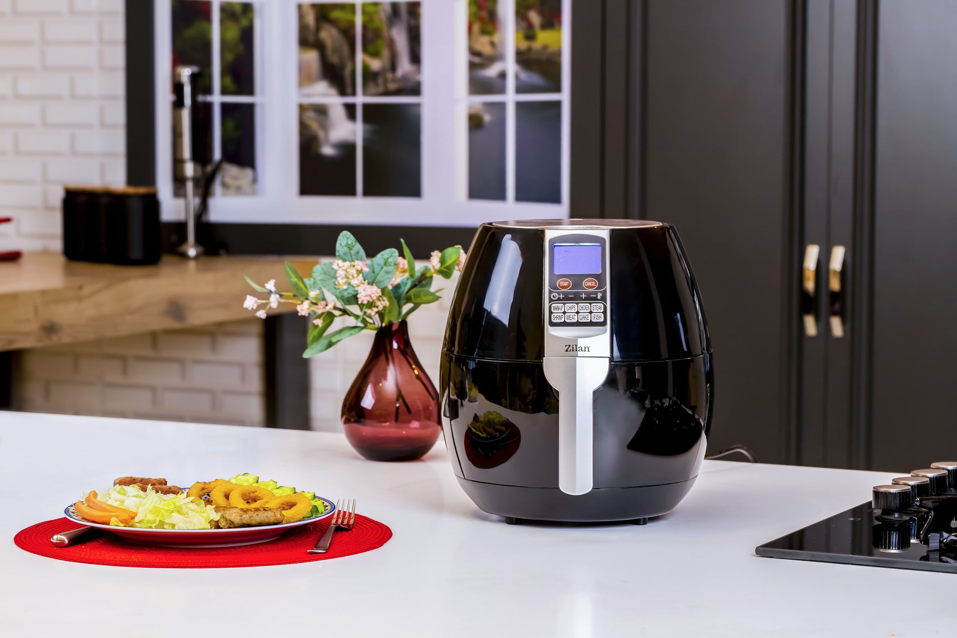 Friteuza Air Fryer Digital ZILAN ZLN-3604, Negru 1500 W, Capacitate 3.5 l, Timer 30 min,