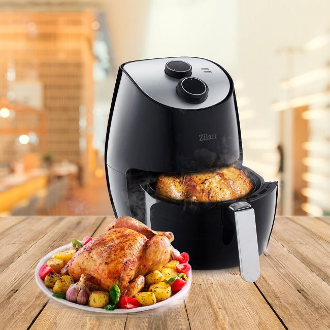 Friteuza Air Fryer, ZILAN ZLN-3598, Negru 1350 W, Capacitate 2.6 L, Timer 30 min,